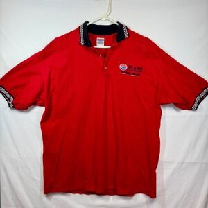 Atlanta Motor Speedway Polo Shirt Racing Checkered Trim‎ Goldman Sz XL Y2K